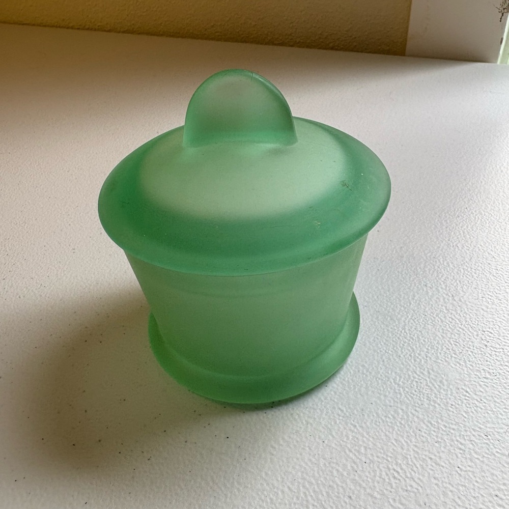Frosted Green Glass Jar with Lid